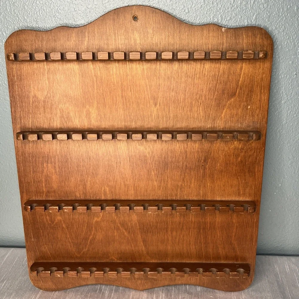 Vintage Wooden Wall Mount Souvenir Spoon Display Rack 16